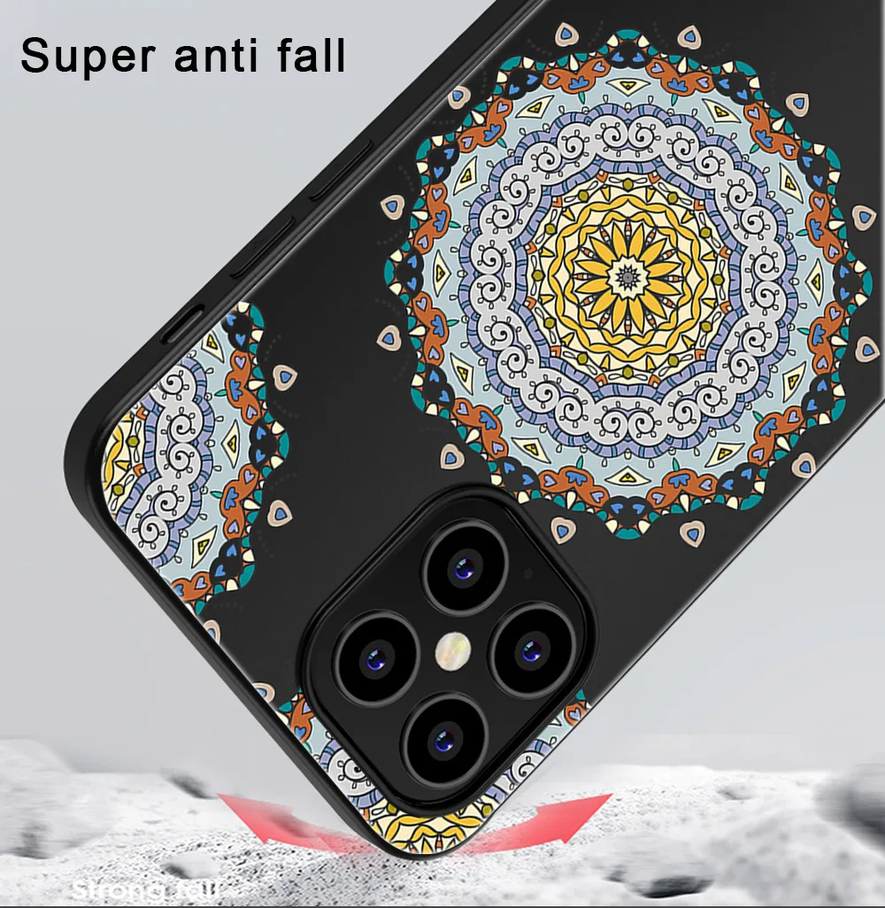 

Retro Pattern Phone Case For iPhone 11 12 Pro Max mini XR X XS Max 7 8 6S Plus SE 2020 Phone Cases Soft TPU Black Cover Coque