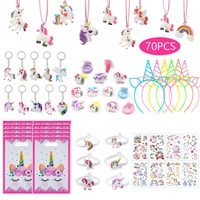 70pcs unicorn party favors kids birthday party decor pinata filler unicorn bracelets stickers bags girls wedding christmas gifts