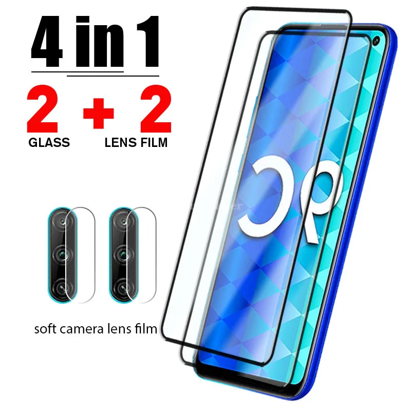 

4in1 Full Cover Camera Len Screen Protector for Honor 10 20 30 9X 10X 9 Lite 20 Pro Tempered Glass for Honor 8X 10i 20i 30i