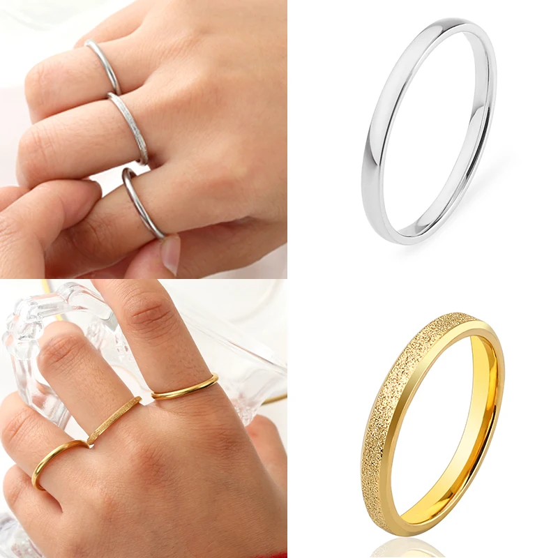 

Gothic Accessories Simple 2MM Thin Ring Woman Luxury Twist Ring For Man Stainless Steel Trend