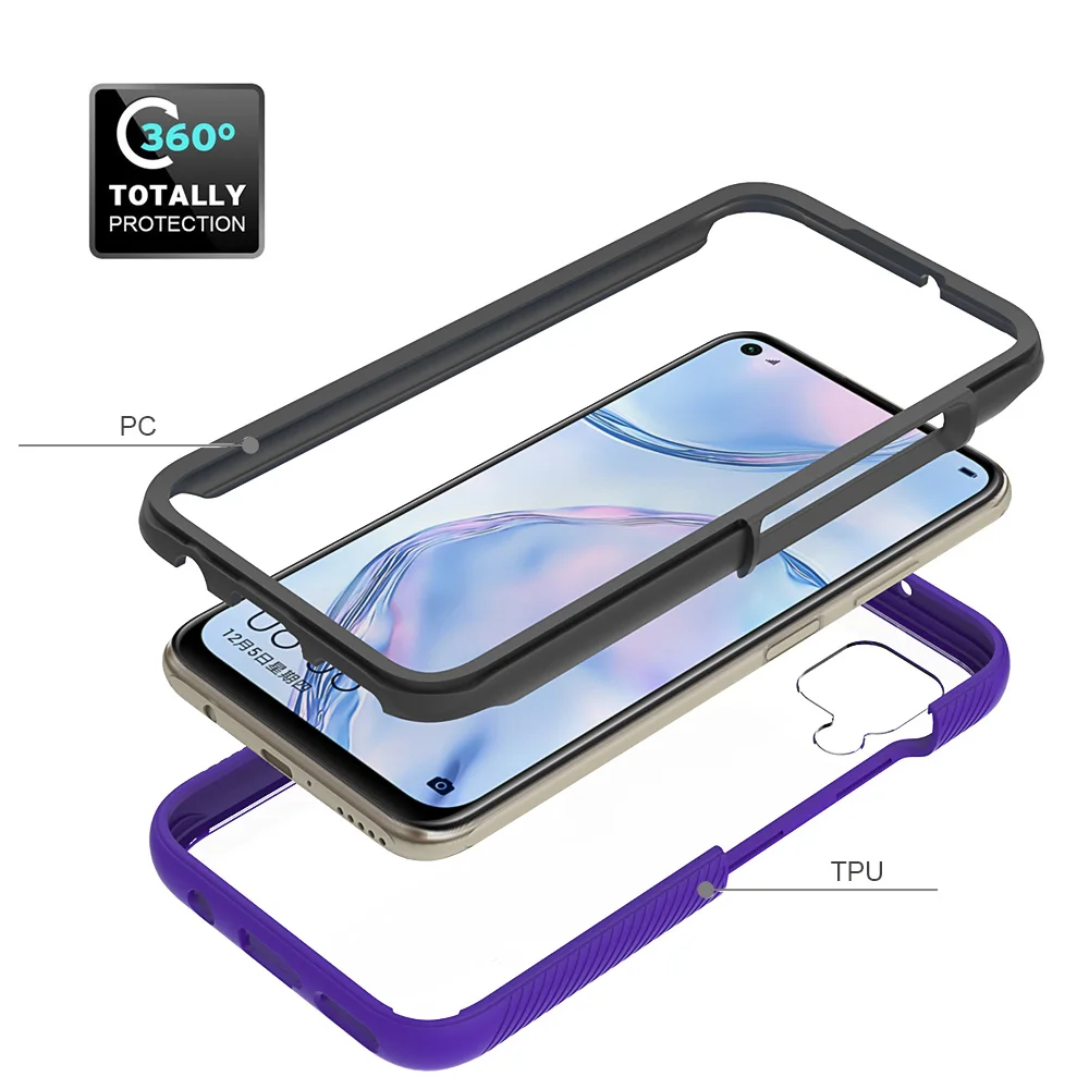 360 Armor Phone Case For Huawei Honor 20 9X Nova 5T P Smart Z 2020 P30 P40 Lite 4G E Y6 Y7 Y7P Y9 Prime 2019 2 IN 1 Bumper Cover