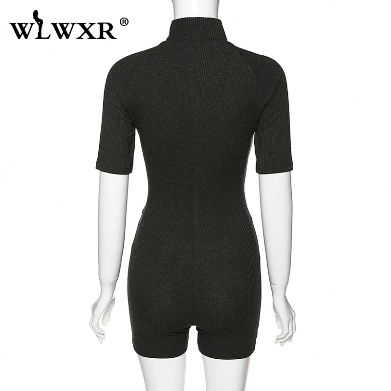 WLWXR уличная одежда вязаный Летний комбинезон женские шорты на молнии Байкерский
