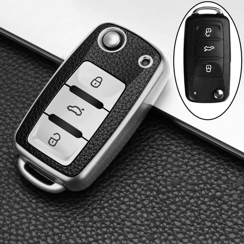 ТПУ кожаный чехол для автомобильных ключей VW Volkswagen Jetta Golf 3 4 5 6 Polo Bora Passat Tiguan B5 B6