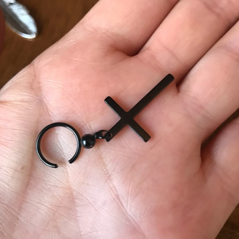 Популярные круглые серьги с крестом для мужчин и женщин подвеска из нержавеющей