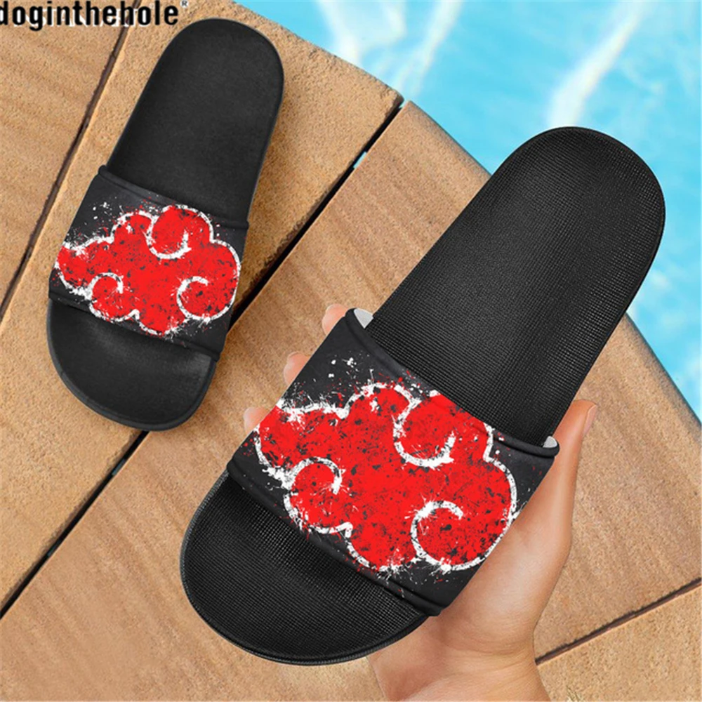 Doginthehole-Sandalias planas informales para mujer, zapatillas de Anime con nube roja, chanclas de playa para interiores, moda 2021