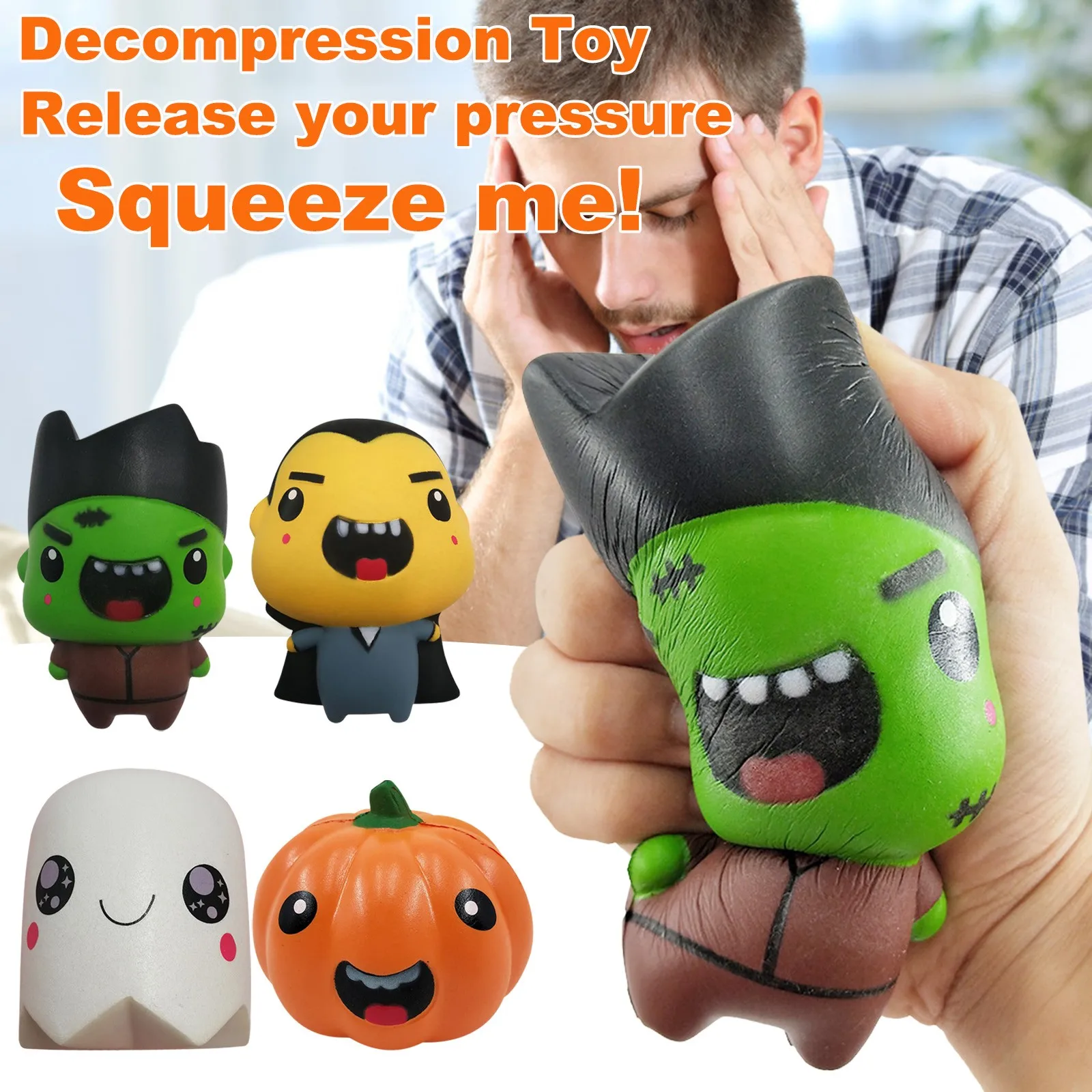 

Halloween Cute Monster Pumpkin Relief Stress Toys Children Cartoon Sensory Anti-Stress Toys Adults Decompression Toys 2021