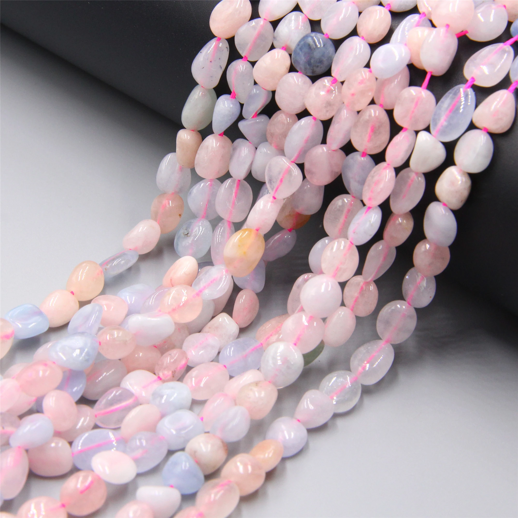 

Natural pink freeform Genuine Morganite beads Irregular pebble Stone Loose Beads For Jewelry Making Bracelet DIY Necklace 6-8mm