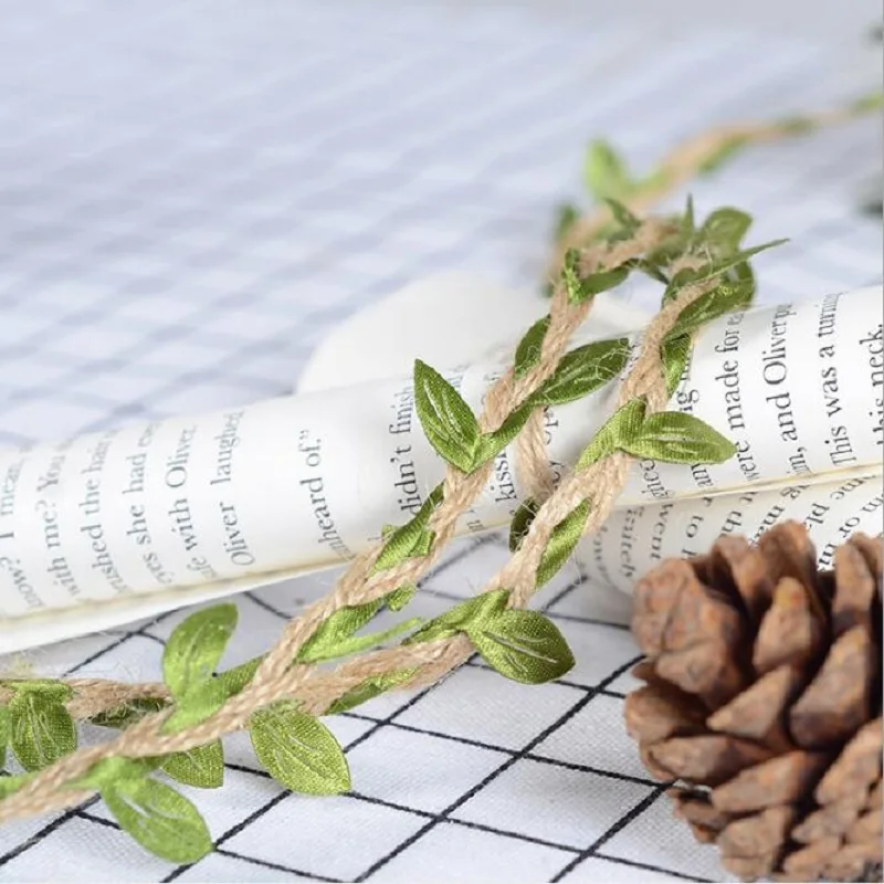 2 м 5 ширина мм зеленые листья поддельные растения ткачество пеньковая веревка