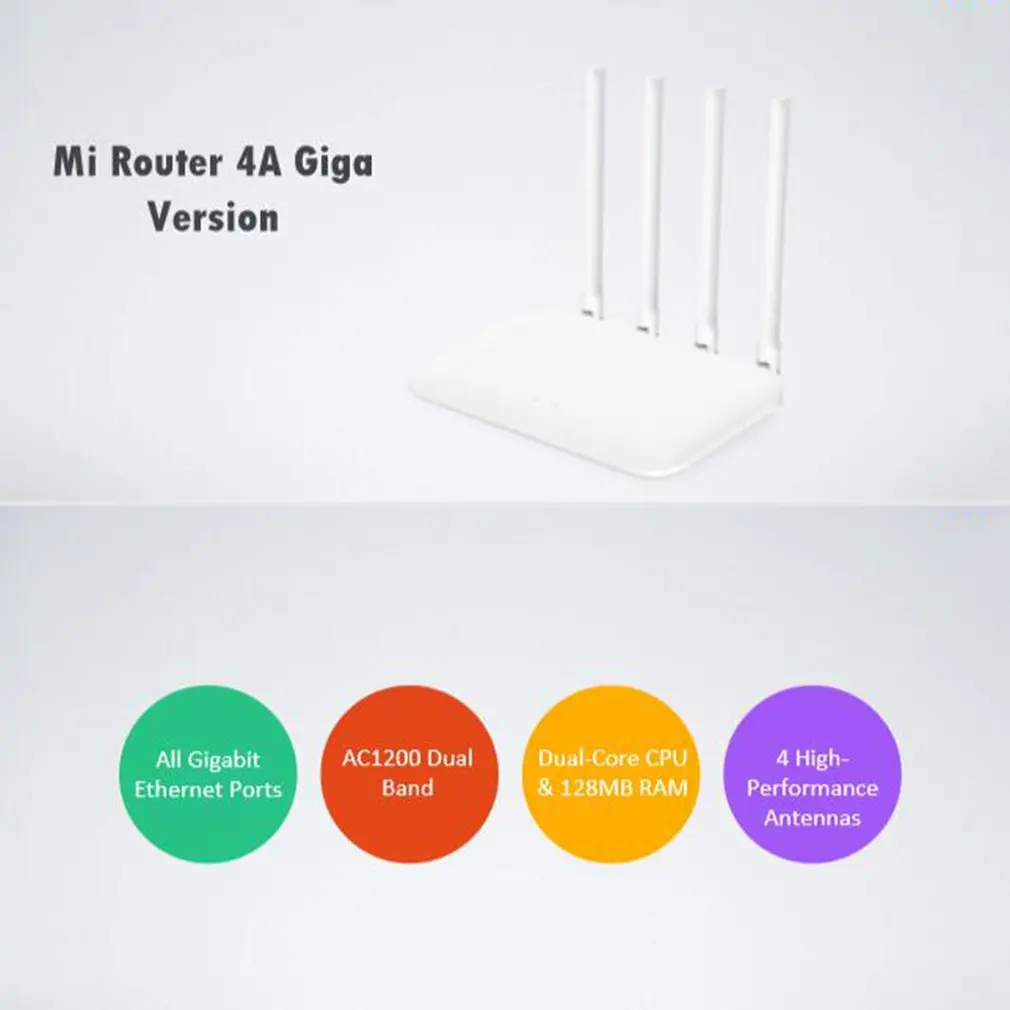 Глобальная версия Xiaomi Mi 4A маршрутизатор Gigabit edition 2,4 ГГц+ 5 ГГц WiFi 16 Мб rom+ 128 Мб DDR3 с высоким коэффициентом усиления 4 антенны приложение управление IPv6