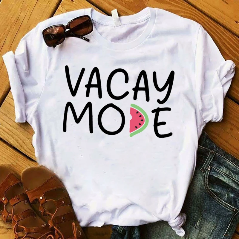 

Women Lady T Shirt Vacay Mode Watermelon Cute Fruit Printed Tshirt Ladies Tee Shirt Women Female Tops Clothes Graphic T-shirt