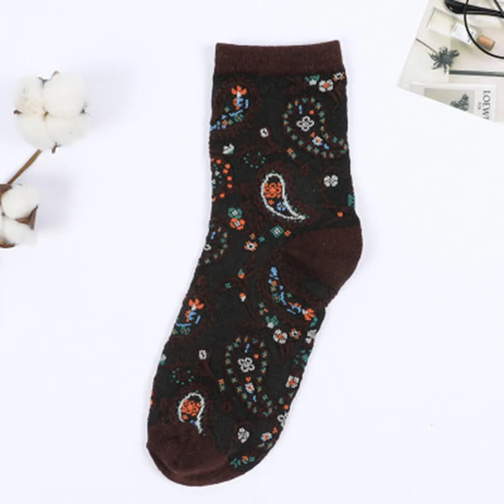 Носки женские жаккардовые в этническом стиле модные причудливые с узором