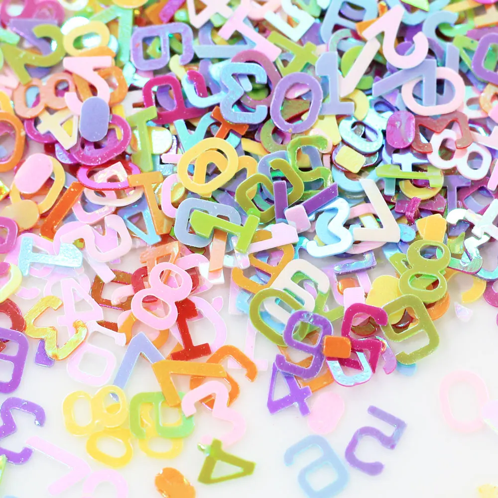 Оптовая продажа арабскими цифрами с блестками изображением букв английского