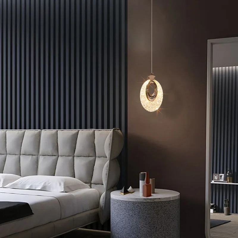 

New Design Led Pendant Light Nordic Bedroom Bedside Modern Hanging Restaurant Bar Lighting Luxury Ring Lampara Decor Gold Lamp