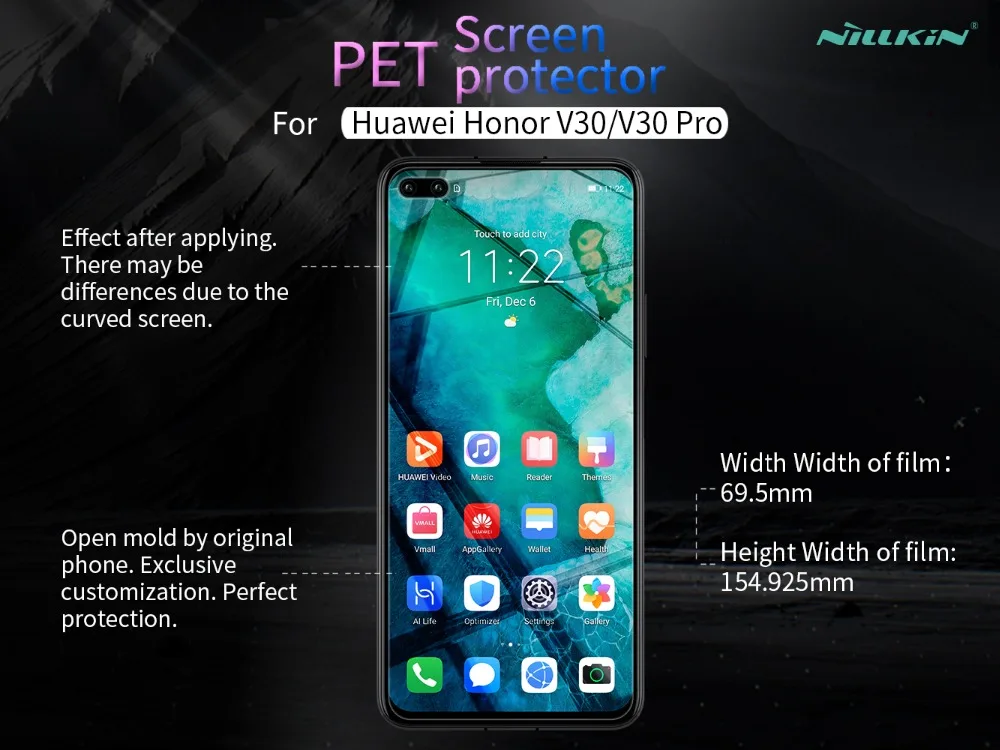 Глянцевая Защитная пленка Nillkin для huawei Honor View 10 20 30 против отпечатков пальцев, матовая защитная пленка для huawei View 30 pro V10