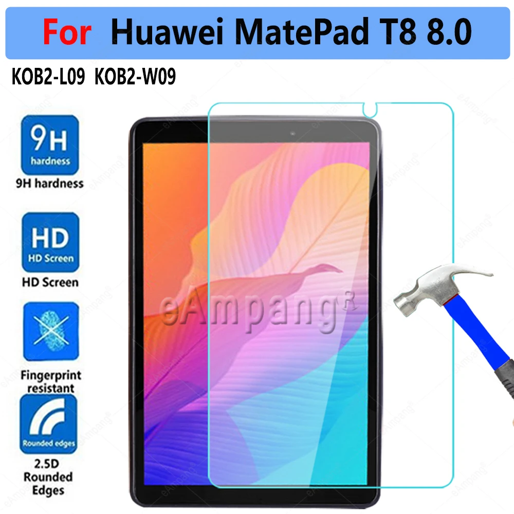 

Tempered Glass for Huawei MatePad T8 8.0 inch KOB2-L09 KOB2-W09 Screeen Protector 0.3mm 9H HD Transparent Tablet Film