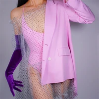 2020 new velour long gloves 60cm long section dark purple female models high elastic swan velvet gold velour touchscreen