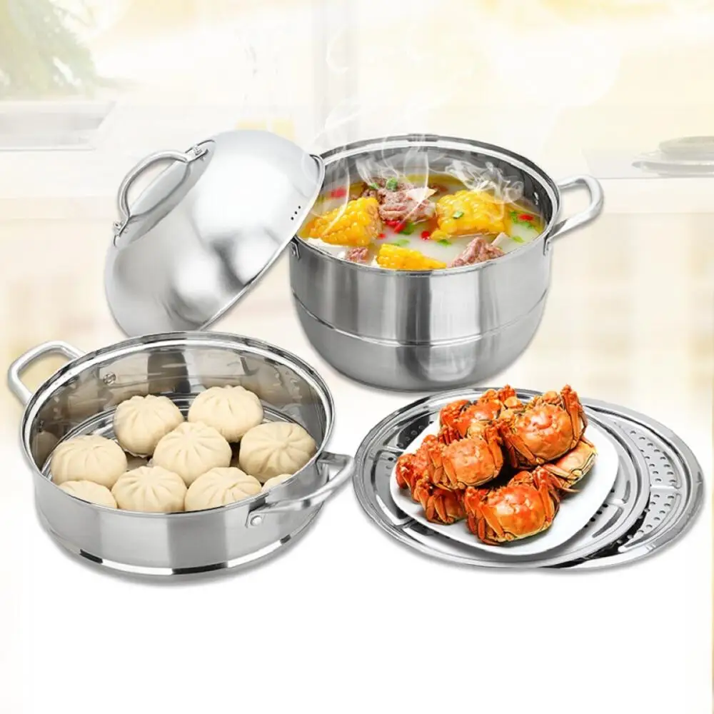 28 см Нержавеющая сталь 3-х уровневая/Слои Пароварка горшок Еда готовить двойной