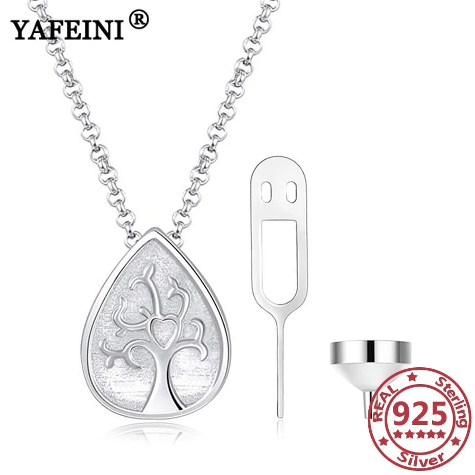 

YAFEINI 925 Sterling Silver Life of Tree Leaf Pendant Urn Necklaces for Ash Memorial Pet Urn Necklace Cremation Jewelry Keepsake