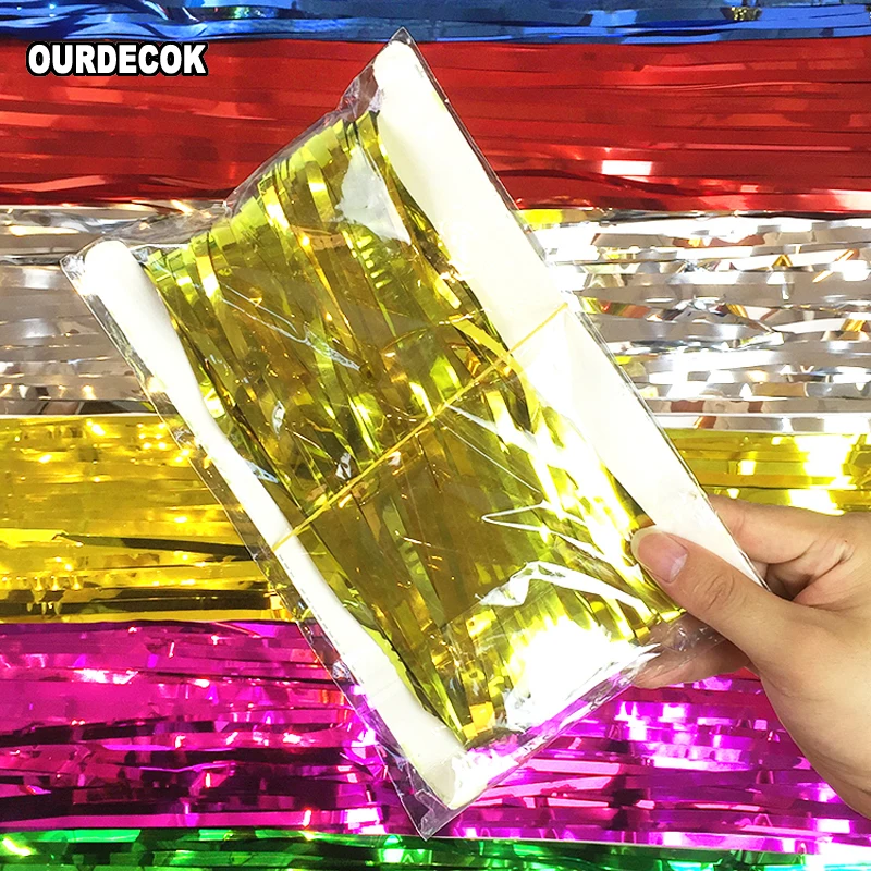 Фотофон с бахромой из золотистой фольги 1x2 метра|decorative decorative|decoration birthday partydecoration