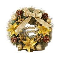 2022 merry christmas wreath artificial pinecone red berries 40cm flower garland hanging front door wall decoration