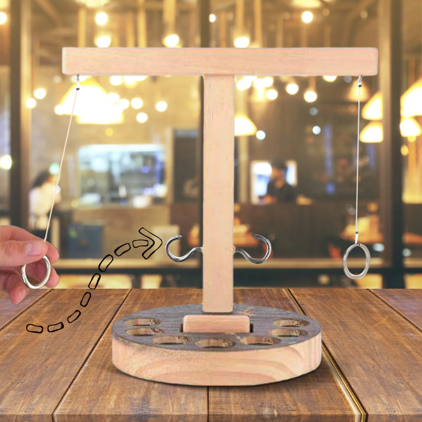 

Hot Party Toys Leisure Industrial Style Bar Drink Shop Handmade Wooden Ring Toss Hooks Fast-paced Interactive Game For Bars Home