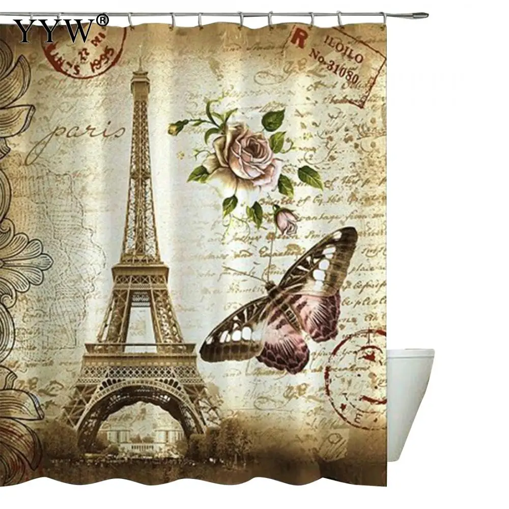 

1pcs Butterfly Shower Curtains New Colorful Bath Screens Eco-Friendly Peva Retro Washable Bath Decor Bathroom Accessories