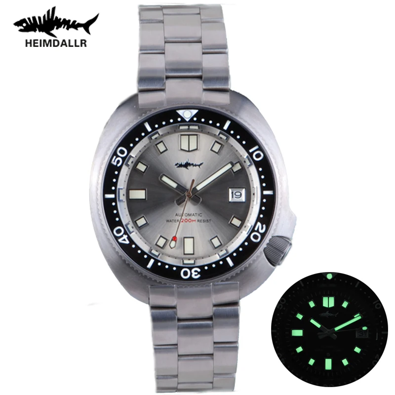 

Heimdallr Men's Titanium Turtle Diver Watch Luminous Marks Sapphire 200M Water Resistance Japan NH35 Automatic Movement Watches