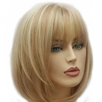 hairjoy women short straight synthetic wig blonde brown mixed wigs