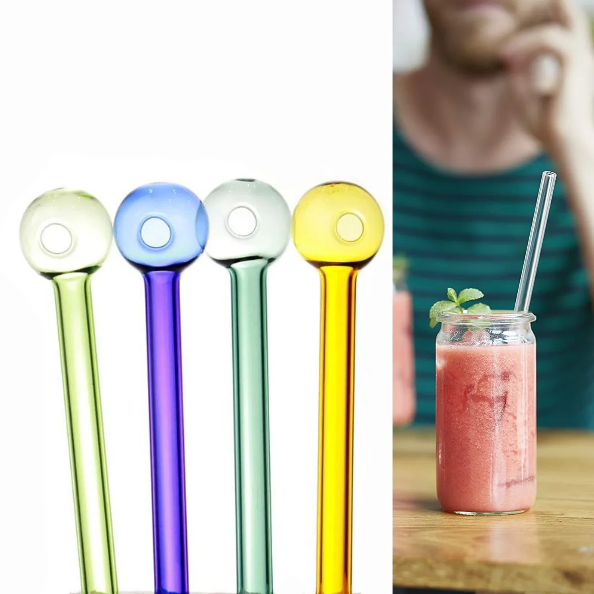 

4" Colorful Glass Straw for Home Party