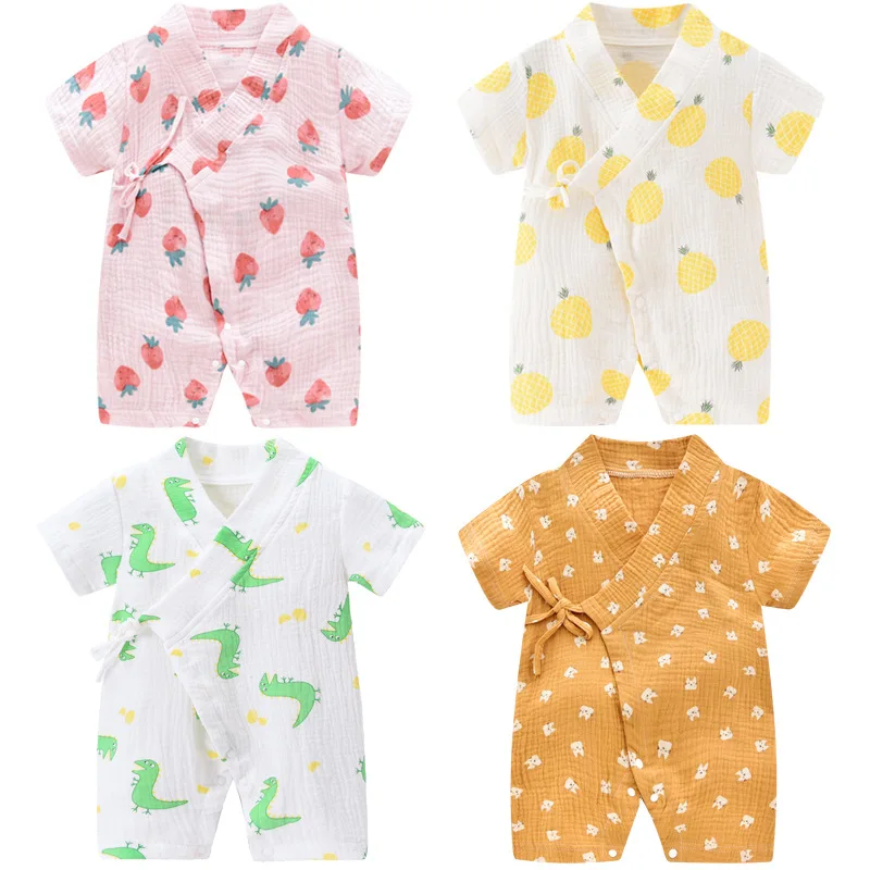 

Summer Baby Boy Girls Romper Solid Color Short Sleeve Playsuit Jumpsuit Sunsuit Clothes Outfits for Newborn Infant Kids