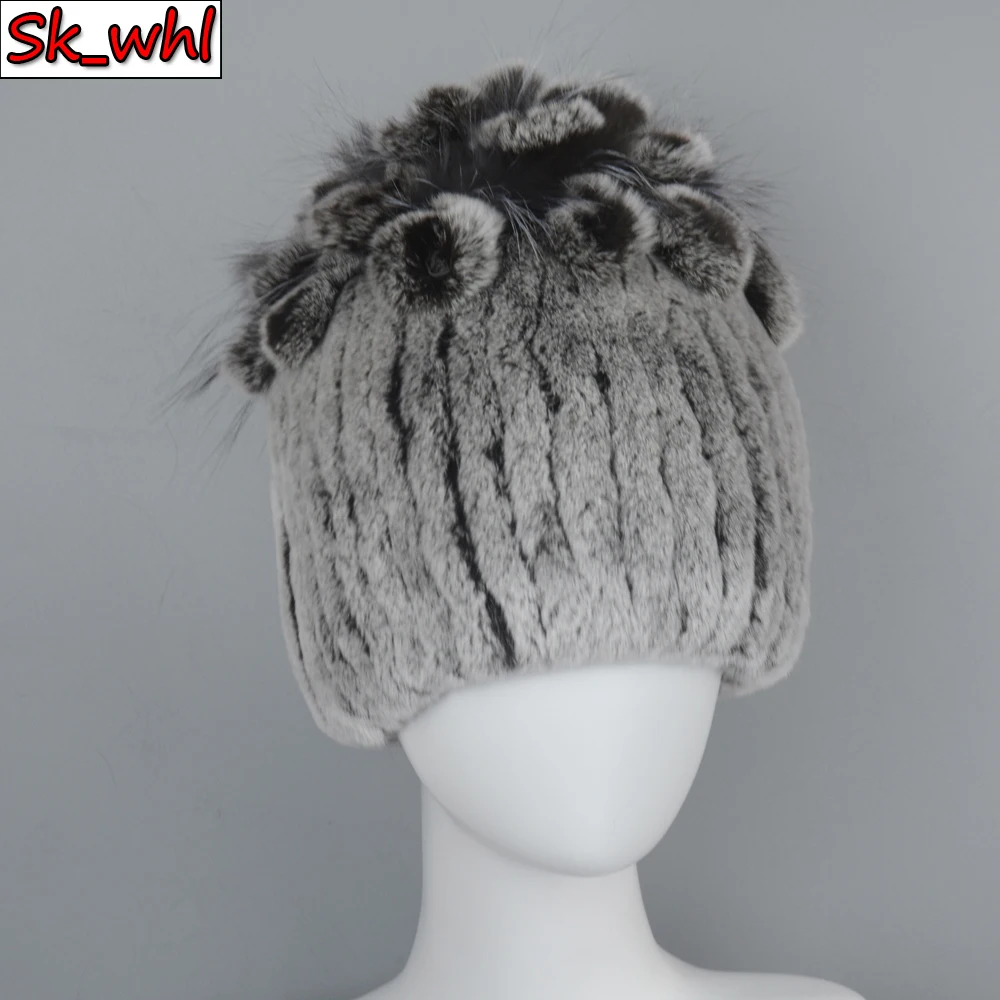 

Hot Sale Russia Winter Quality Real Fur Hat Natural Warm Rex Rabbit Fur Cap Lady Warm Knitted 100% Genuine Rex Rabbit Fur Hats