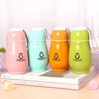 double stainless steel gift mug travel vacuum flasks household office water bottle cartoon cute penguin big belly thermo mugs