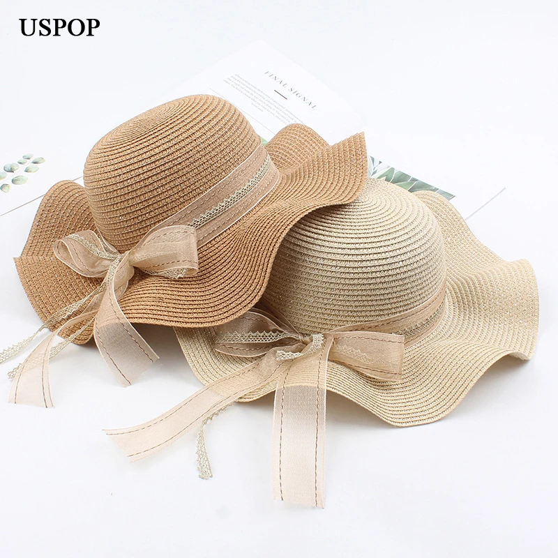 Шляпка от солнца USPOP с широкими полями женская Соломенная пляжная Панама