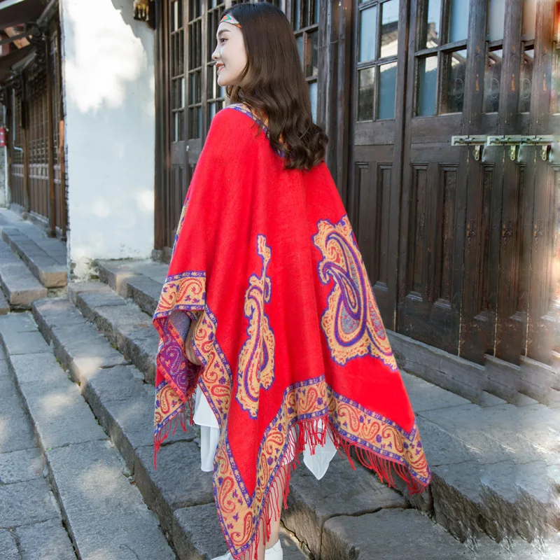 Explosion models fall and winter thick warm Hanfu split Tibetan style national wind scarf Nepal Tibet Qinghai travel large shawl |