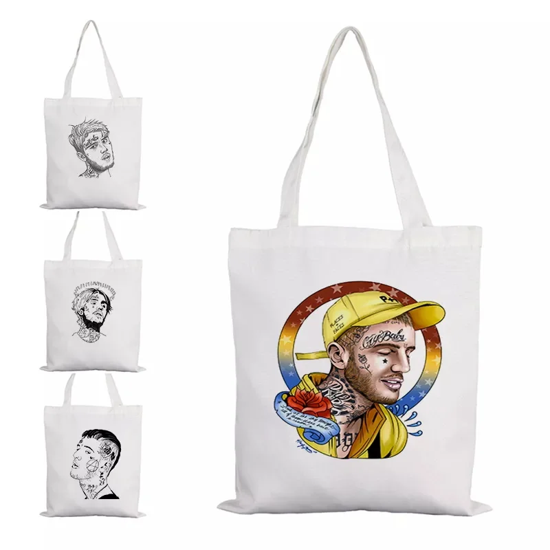 

Lil Peep Women's Bag Shopping Handbag Canvas Shopper Customizable Shoulder Foldable Designer Handbags Shoping Bags Tote Printed