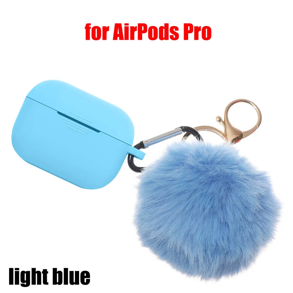 Модный защитный чехол для Air Pods 1/2, чехол для наушников, силиконовый чехол с защитой от падения, милый меховой шарик, брелок для Airpods/Airpods Pro - Цвет: L for AirPods Pro