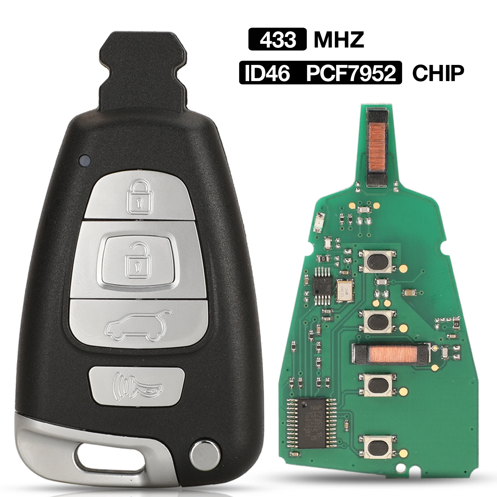

jingyuqin 4 Buttons 433MHZ ID46 PCF7952A Chip SVI-SMKFEU04 Smart Remote Control Car Key Fob For Hyundai Veracruz 2007-2012