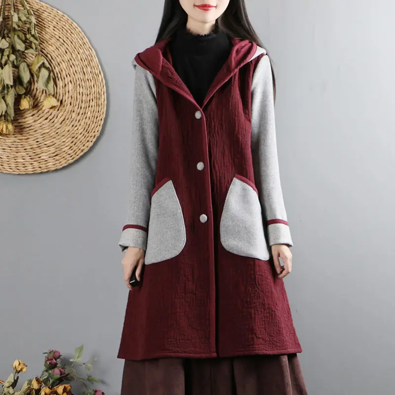 Пальто женское хлопковое в стиле ретро Легкая стеганая ветровка Харадзюку