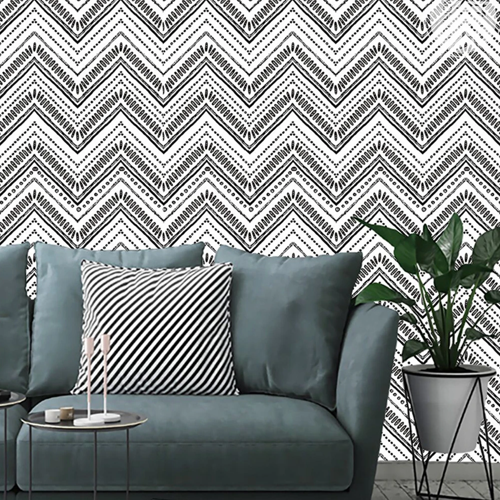 

1.5ftX20ft/Roll Self-Adhesive Wood Wallpaper Peel And Stick Vintage Geometric Wave Paper Vinyl Stickers For Dropshipping