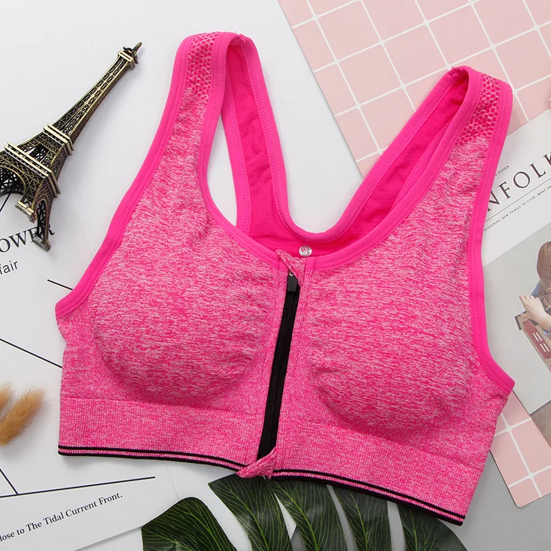 Бесшовный спортивный бюстгальтер на молнии противоударный плотный дышащий