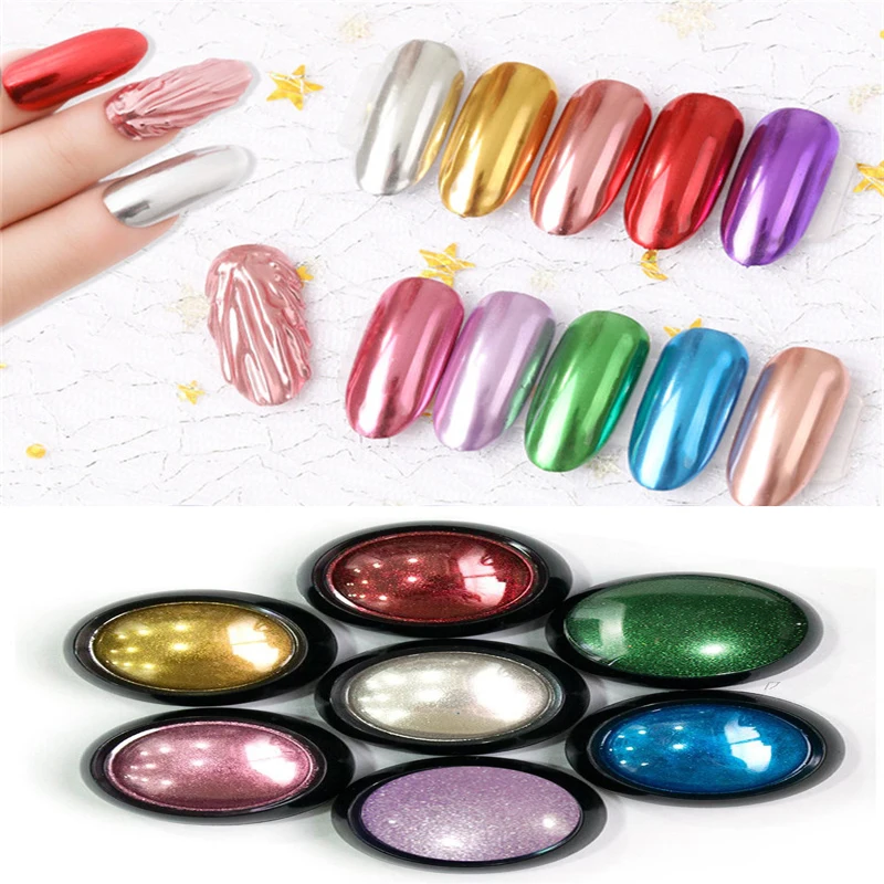 1 коробка блеск для ногтей порошок ультра блестящие цвета титановые пудры
