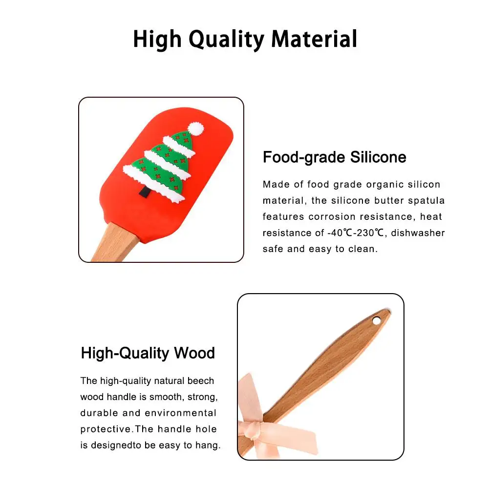 Силиконовый шпатель для масла скребок смешивания крема с деревянной ручкой