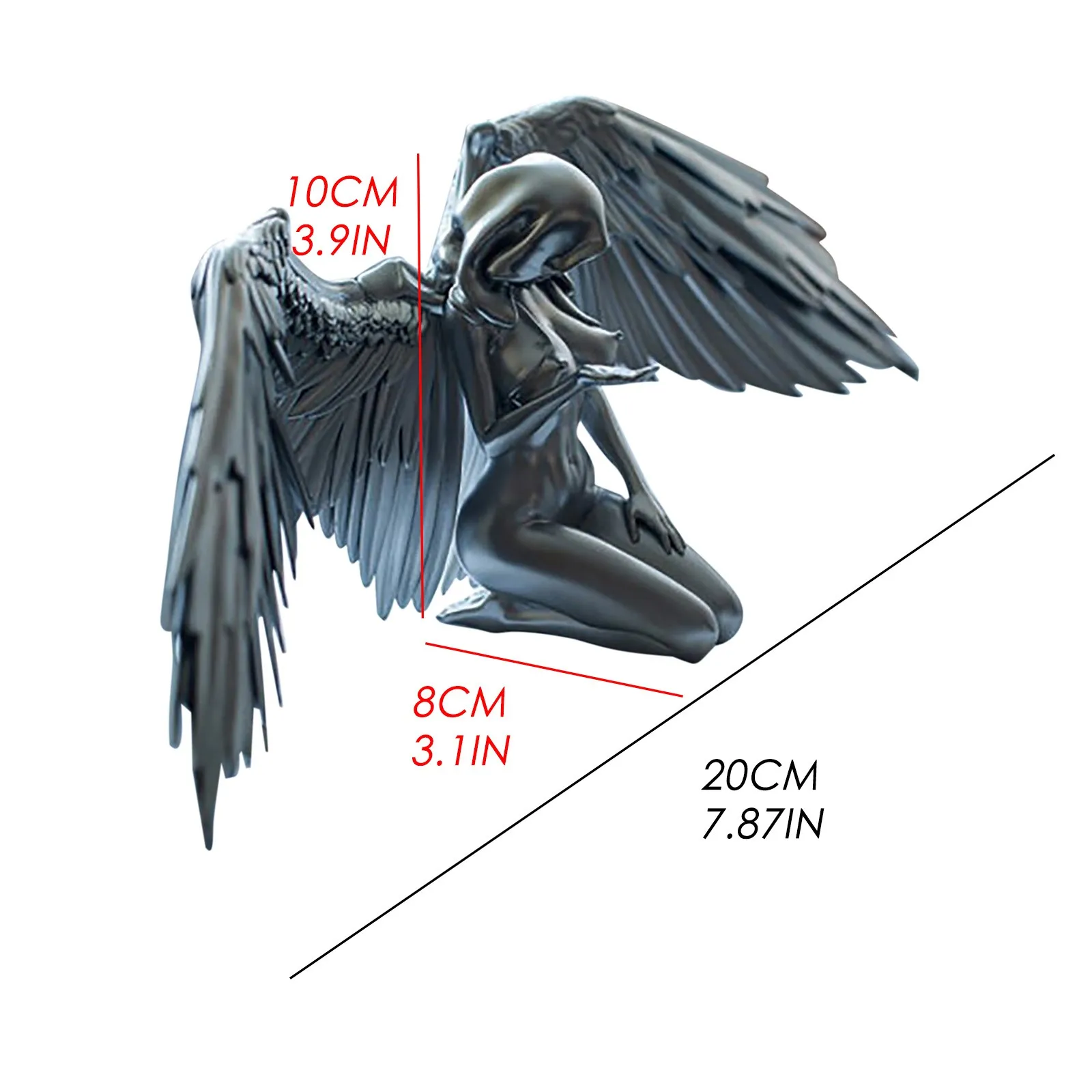 

Resin Sculptures Bronzed Female Angel Statue Artistic Kneeling Nude Winged Female Statue Roman Exclusive Standing Angel Resin