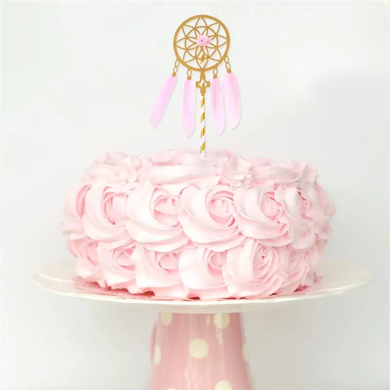 2020 5 шт. розовые топперы для торта золотой Ловец снов медиаторы романтические