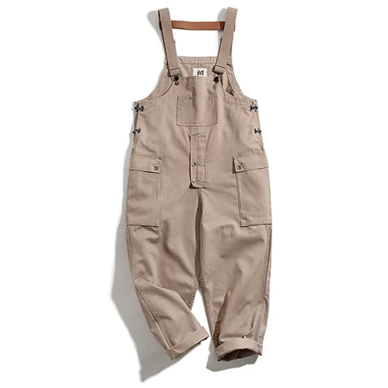 Men's Loose Cargo Bib Overalls Pants Multi-Pocket Overall Men Casual Coveralls Suspenders Jumpsuits Rompers Wear Coverall