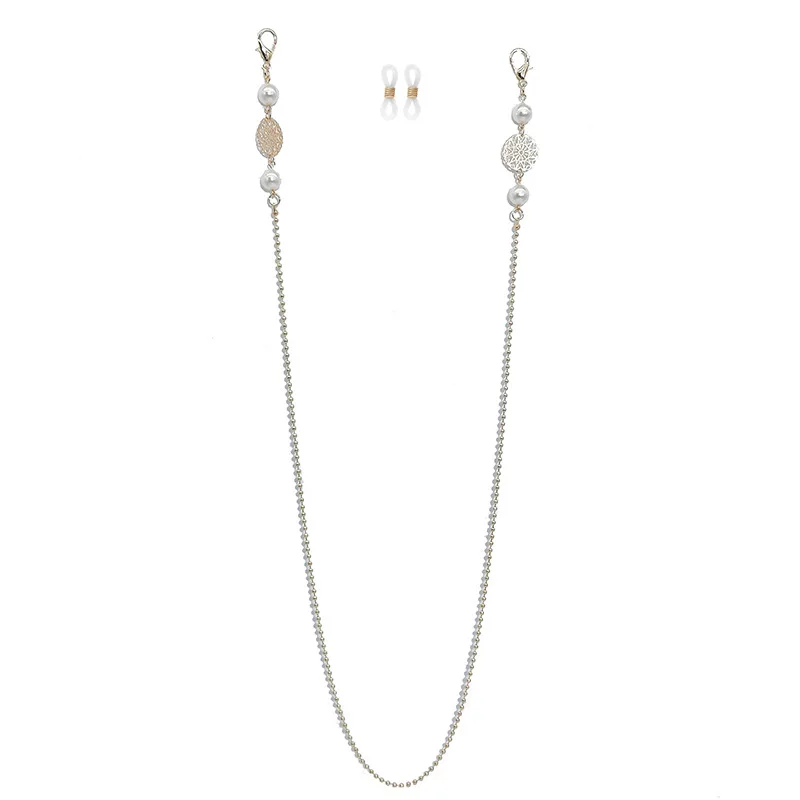 

2021 Hollow Round Pearl beads Mask Chain Gold Color straps sunglasses chains for women Jewelry