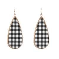 e7823 black white tartan teardrop dangle earrings for women 2020 new scottish plaid earrings jewelry wholesale