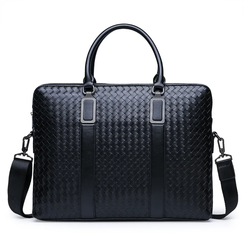 

Мужской портфель, деловая модная сумка для путешествий, плетеная Мужская сумка, Повседневная сумка через плечо, сумка-мессенджер для ноутбу...