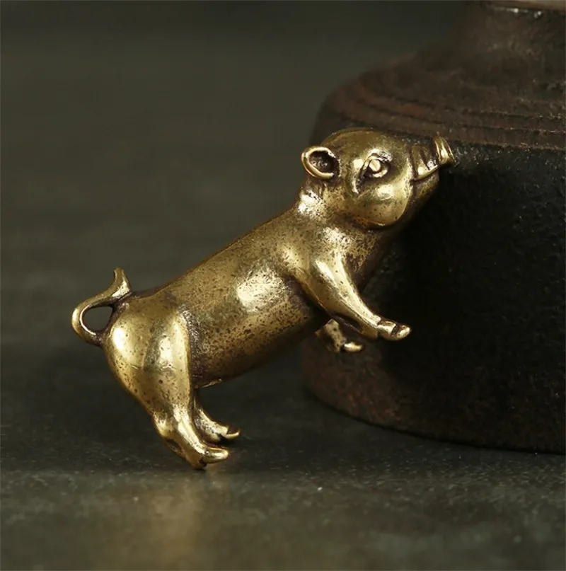 

Brass Creative Small Bronze Pig Figurines Chinese Zodiac Pig Ornaments Metal Pendants Ornaments Desktop Decoration Home Decor