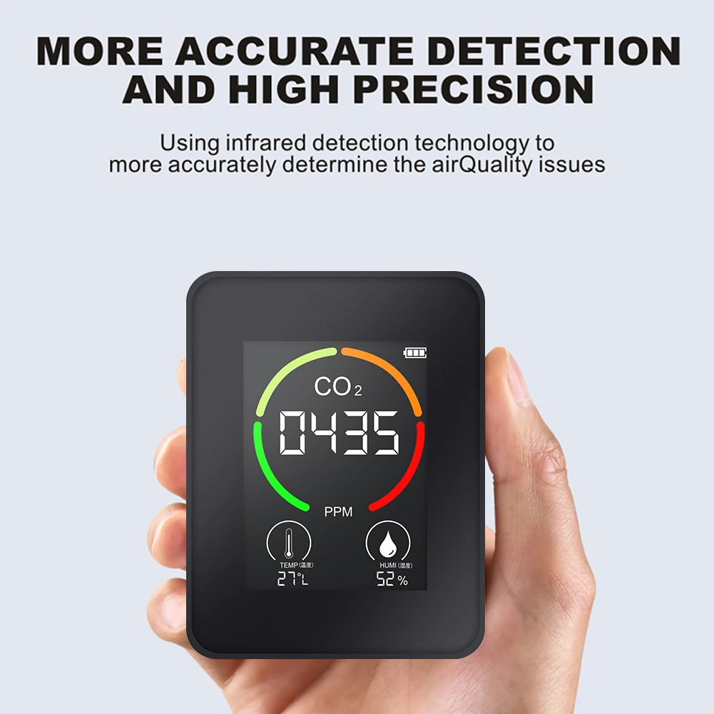 Indoor Intelligent CO2 Detector Thermohygrometer Home Digital Air Quality Analyzer Household Pollution Monitor | Инструменты